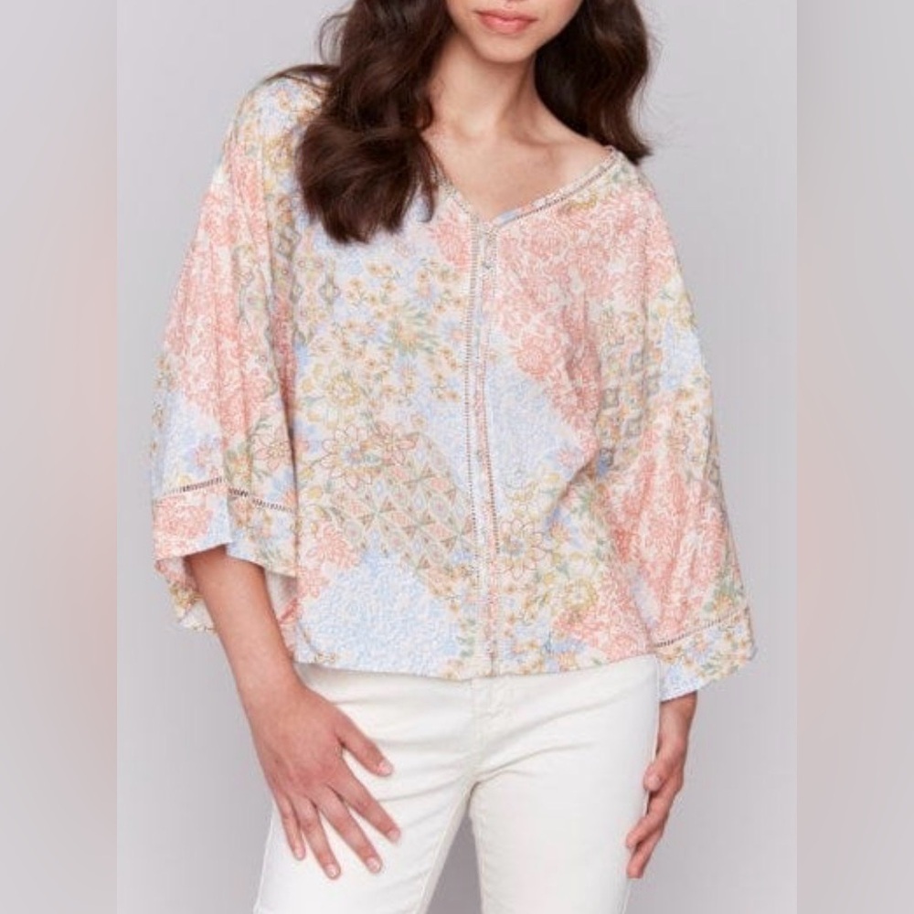 Charlie B Collection Floral Dolman Blouse | 3/4 Sleeve Boho Top | Size S/P NWT